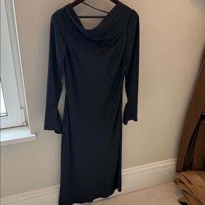 KEEPSAKE the label navy size 6 silk dress open drape  back